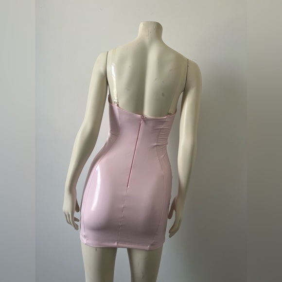 **SOLD*** Oh Polly Pastel Pink Vinyl Bodycon Mini Dress - Picture 6 of 10